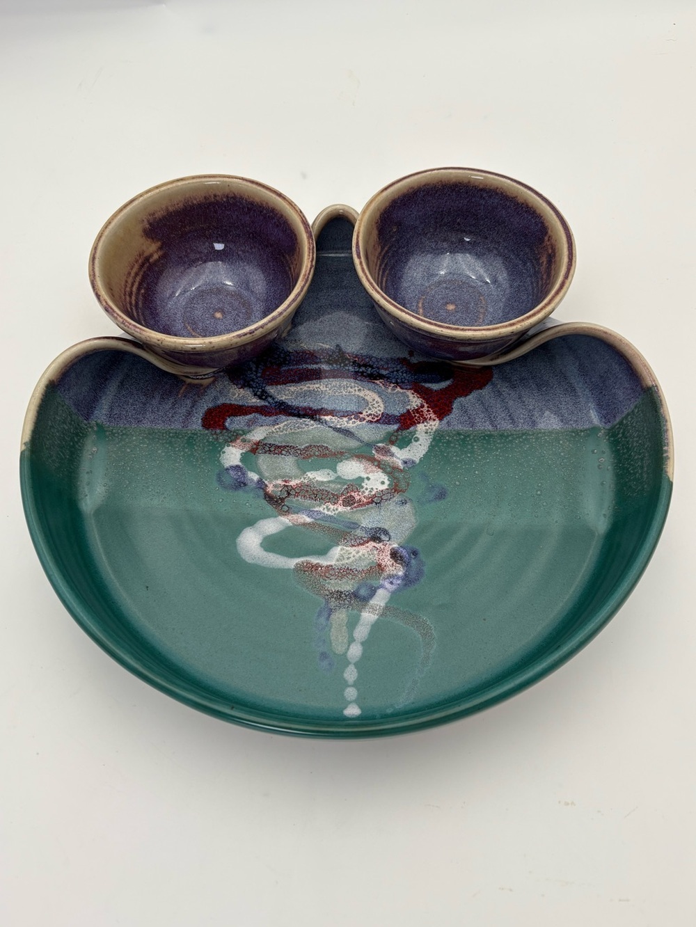 Handcrafted Larabee Pottery Double Chip and Dip